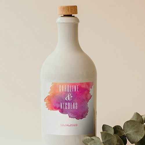 Sticker bouteille de mariage Aquarelle à personnaliser