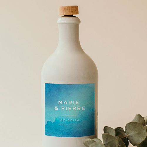 Sticker bouteille de mariage Aquatique à personnaliser