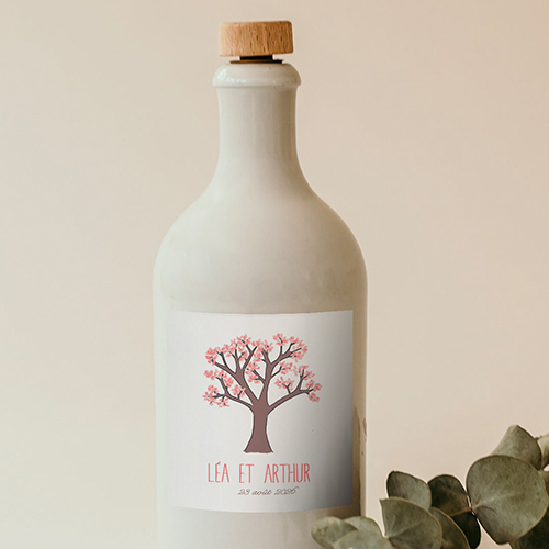 Sticker bouteille de mariage Arbre à personnaliser