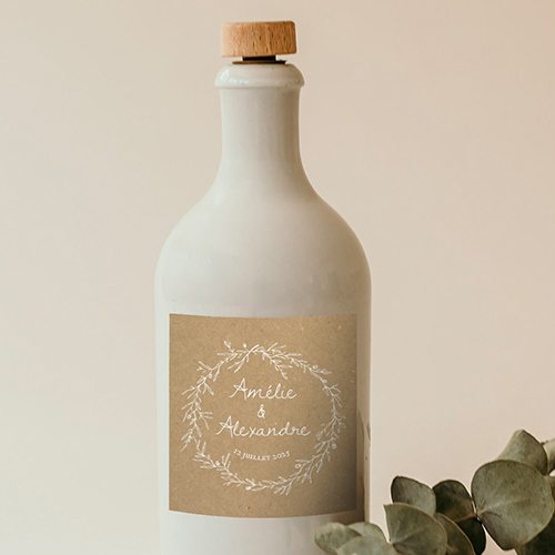 Sticker bouteille de mariage Kraft à personnaliser