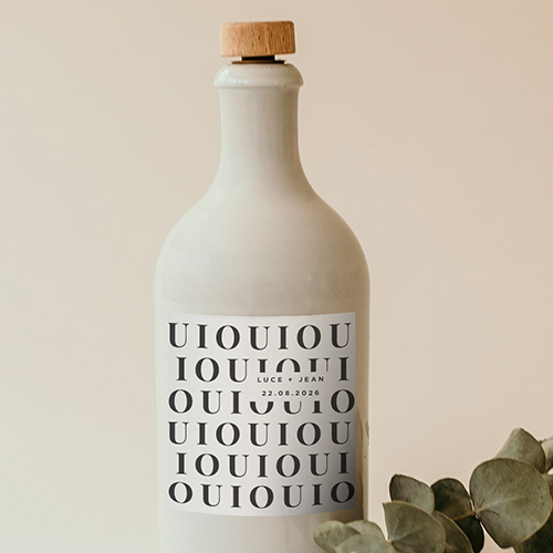 Sticker bouteille de mariage Lettering à personnaliser