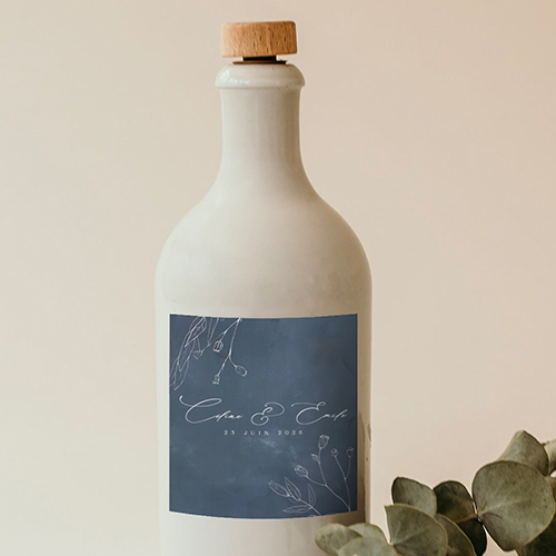Sticker bouteille de mariage Navy à personnaliser