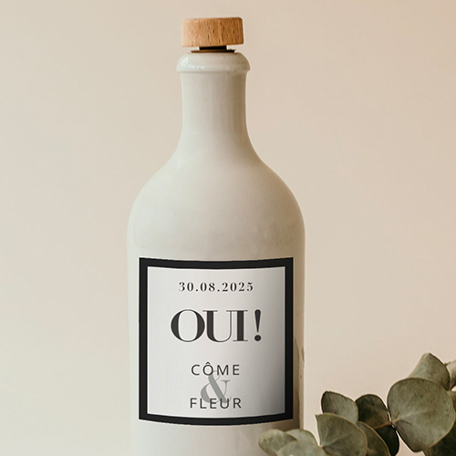Sticker bouteille de mariage Oui à personnaliser