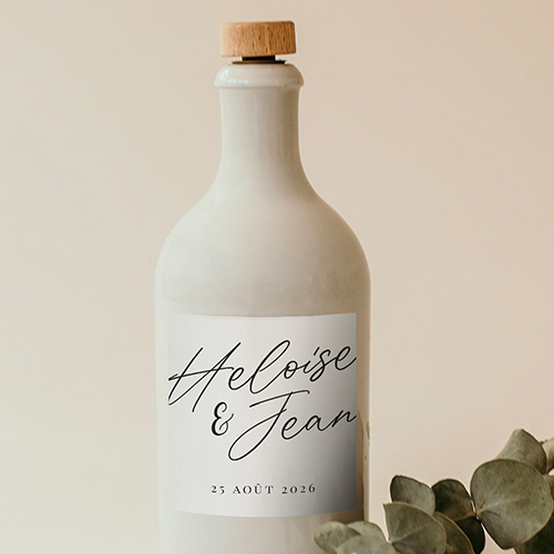 Sticker bouteille de mariage Prénoms à personnaliser