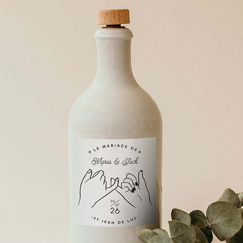 Sticker bouteille de mariage Promesse à personnaliser
