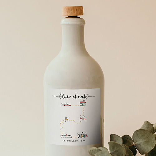 Sticker bouteille de mariage Timeline à personnaliser