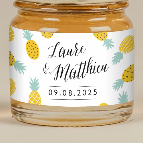 Sticker Mini Pot de mariage Ananas à personnaliser