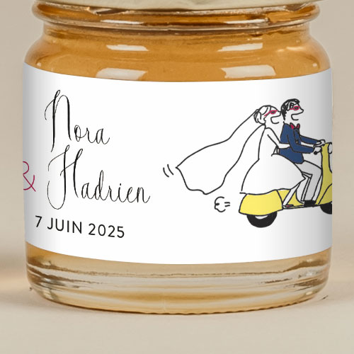 Sticker Mini Pot de mariage Arrivée des mariés à personnaliser