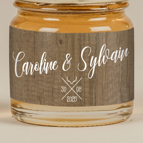 Sticker Mini Pot de mariage Bois à personnaliser