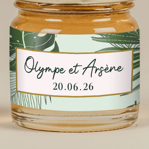 Sticker Mini Pot de mariage Cadre tropical à personnaliser