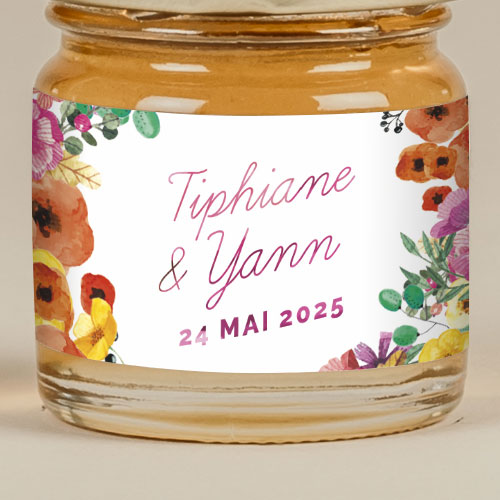 Sticker Mini Pot de mariage Champêtre à personnaliser