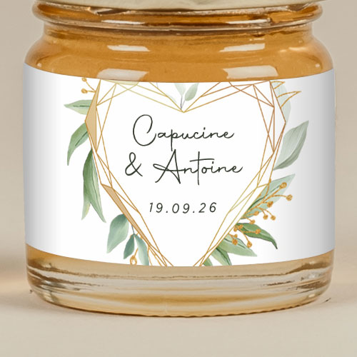 Sticker Mini Pot de mariage Coeur géométrique à personnaliser