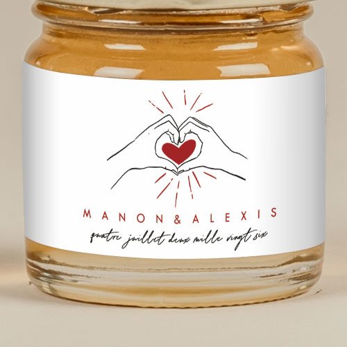 Sticker Mini Pot de mariage Coeur rouge à personnaliser