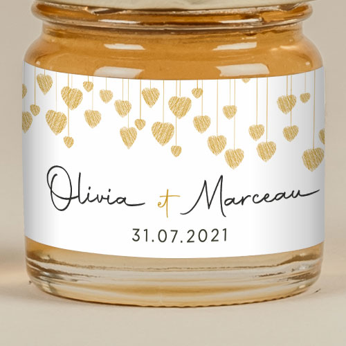 Sticker Mini Pot de mariage Coeurs suspendus à personnaliser