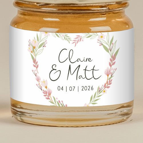 Sticker Mini Pot de mariage Couronne coeur à personnaliser