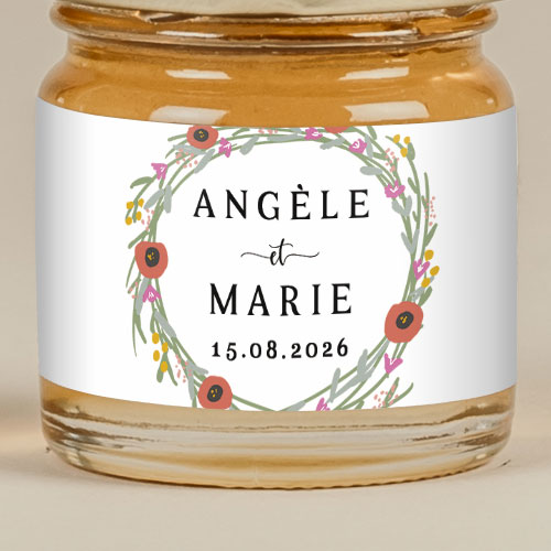 Sticker Mini Pot de mariage Couronne de fleurs à personnaliser
