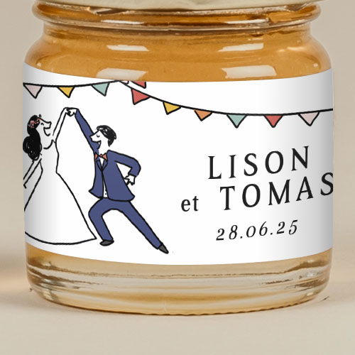 Sticker Mini Pot de mariage Danseurs à personnaliser