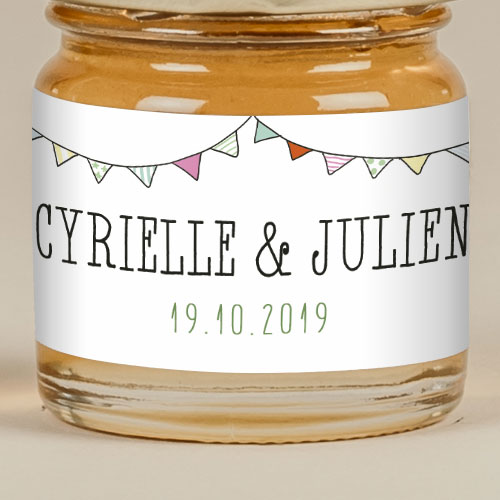 Sticker Mini Pot de mariage Fanions à personnaliser