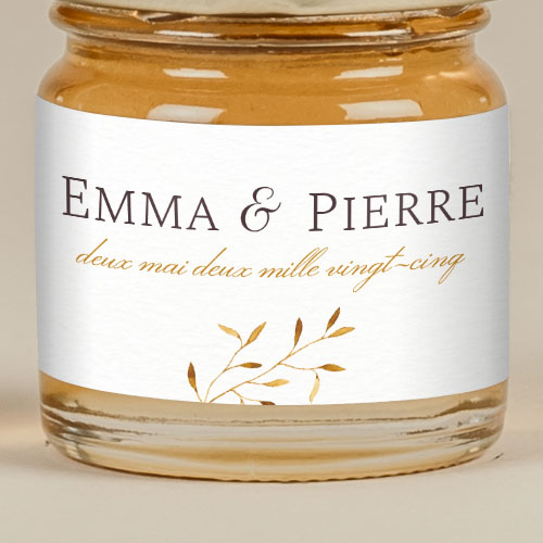 Sticker Mini Pot de mariage Feuilles dorées à personnaliser