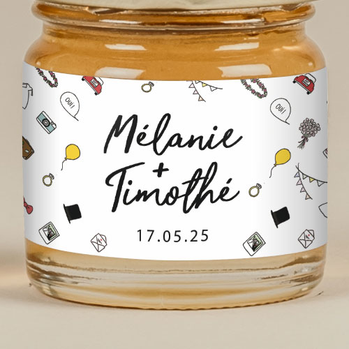 Sticker Mini Pot de mariage Motifs à personnaliser
