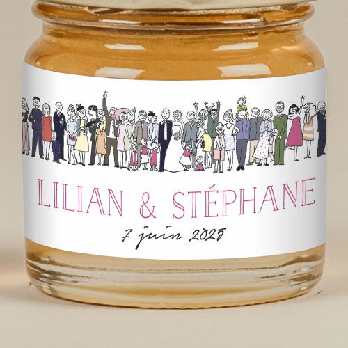 Sticker Mini Pot de mariage Photo de groupe à personnaliser