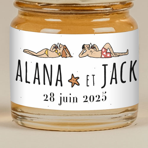 Sticker Mini Pot de mariage Plage à personnaliser