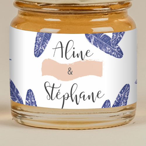 Sticker Mini Pot de mariage Plumes à personnaliser