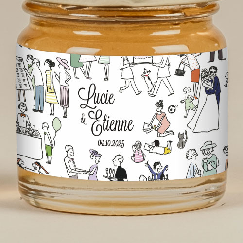 Sticker Mini Pot de mariage Scène de mariage à personnaliser