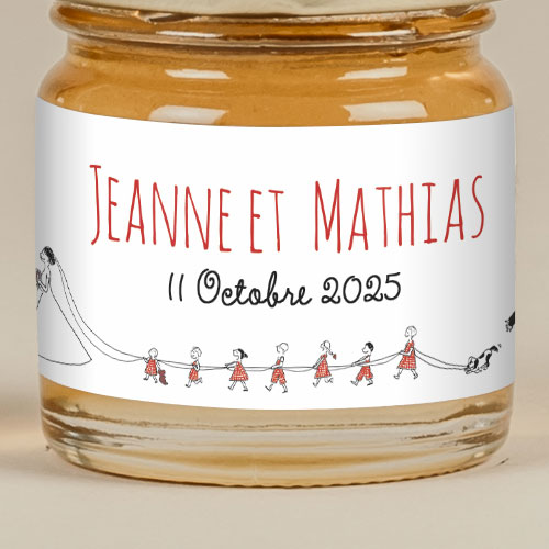 Sticker Mini Pot de mariage Traîne de la mariée à personnaliser