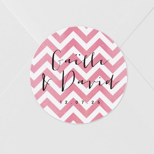 Sticker de mariage Chevrons - rose à personnaliser