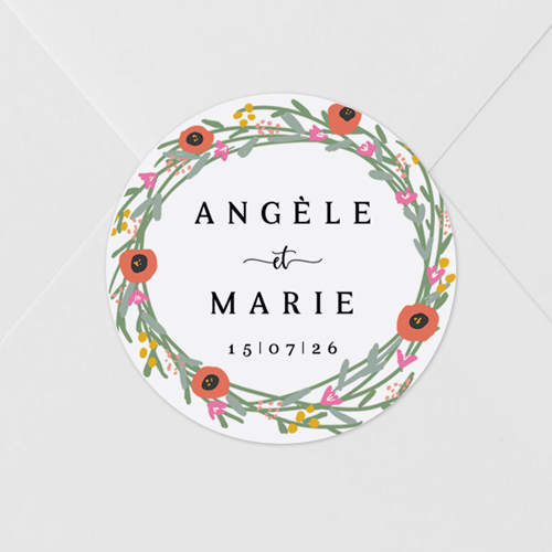 Sticker de mariage Couronne de fleurs à personnaliser