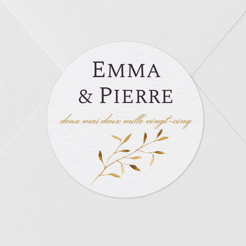 Sticker de mariage Feuilles dorées à personnaliser