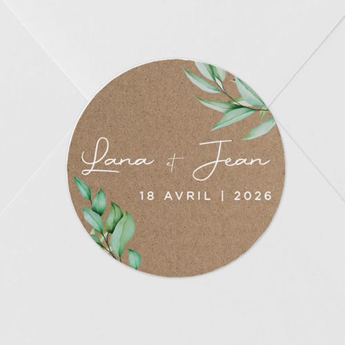 Sticker de mariage Feuilles kraft à personnaliser