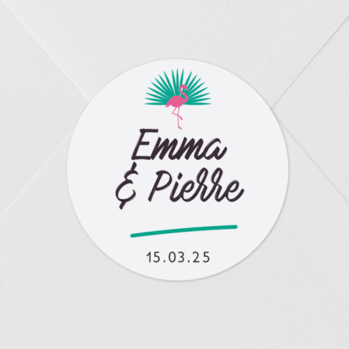Sticker de mariage Flamants roses à personnaliser