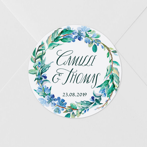 Sticker de mariage Fleuri bleu à personnaliser