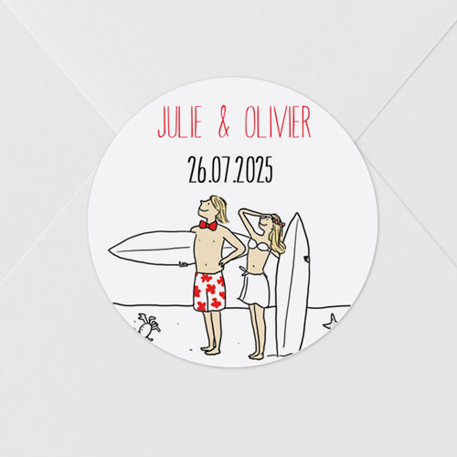 Sticker de mariage Surf à personnaliser