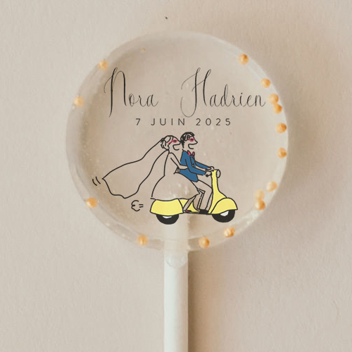 Sucette de mariage Arrivée des mariés à personnaliser