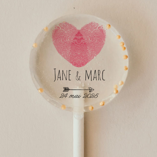 Sucette de mariage Coeur à personnaliser