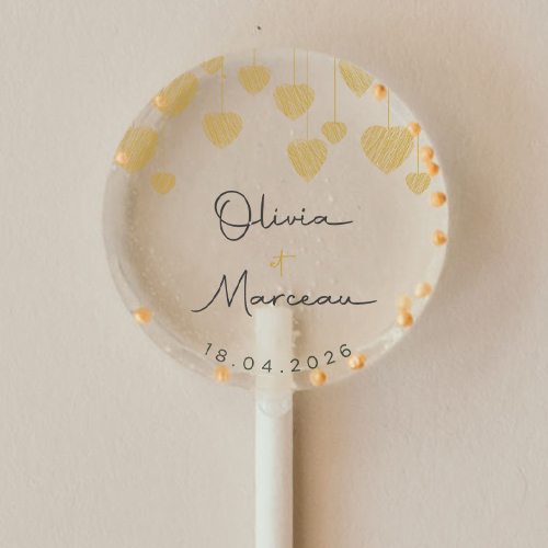 Sucette de mariage Coeurs suspendus à personnaliser
