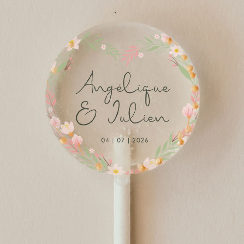 Sucette de mariage Couronne coeur à personnaliser