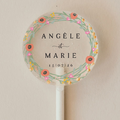 Sucette de mariage Couronne de fleurs à personnaliser