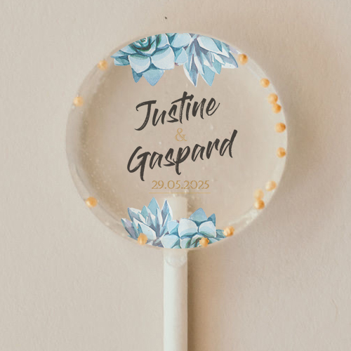 Sucette de mariage Succulentes à personnaliser