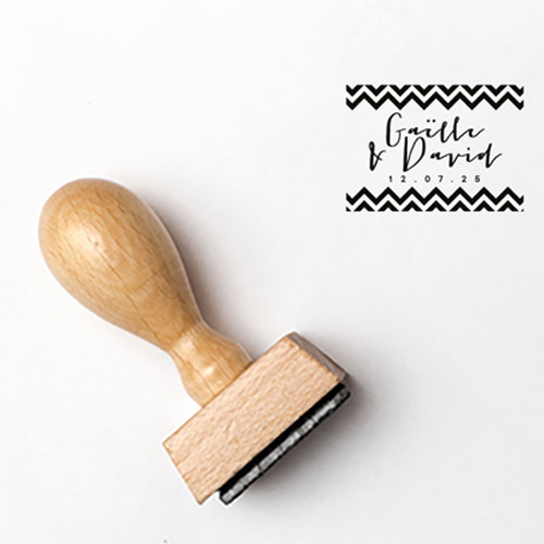 Tampon de mariage Chevrons - bleu à personnaliser