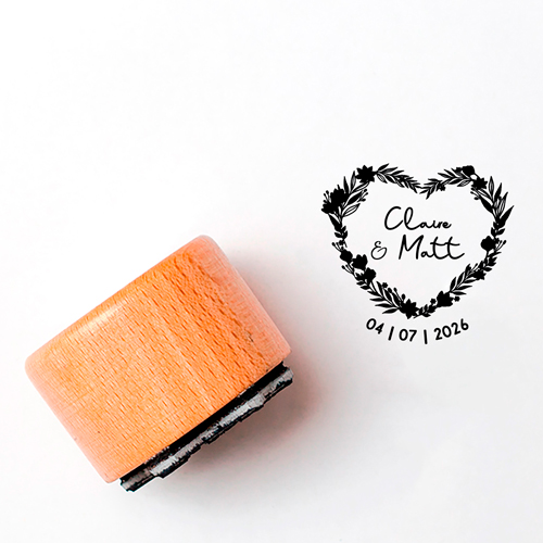Tampon de mariage Couronne coeur à personnaliser