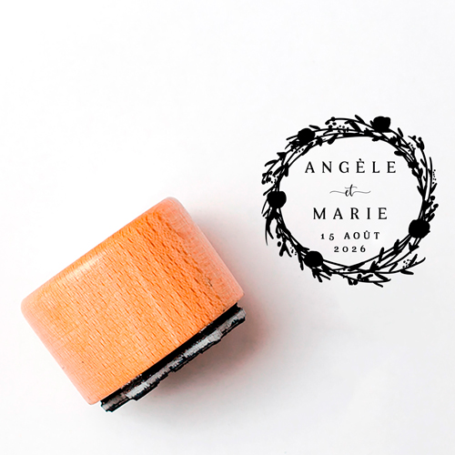 Tampon de mariage Couronne de fleurs à personnaliser