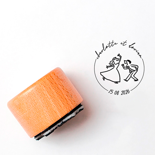Tampon de mariage Scène danseurs à personnaliser
