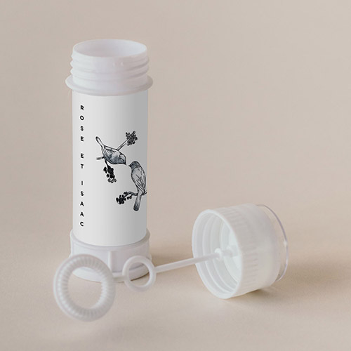 Tube à bulle de mariage Birds à personnaliser