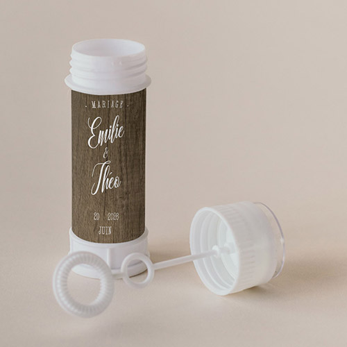 Tube à bulle de mariage Bois à personnaliser