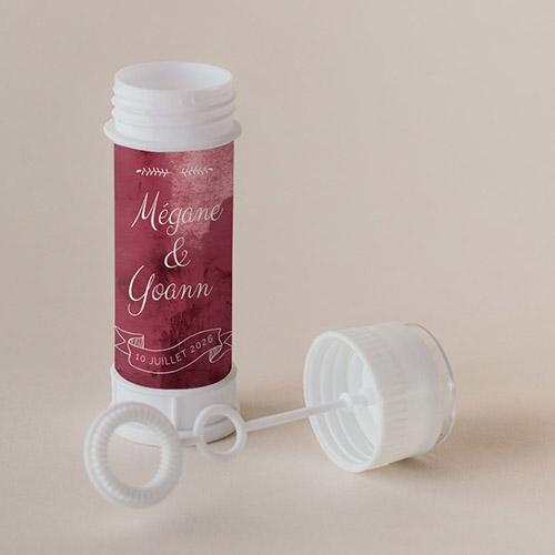 Tube à bulle de mariage Burgundy à personnaliser