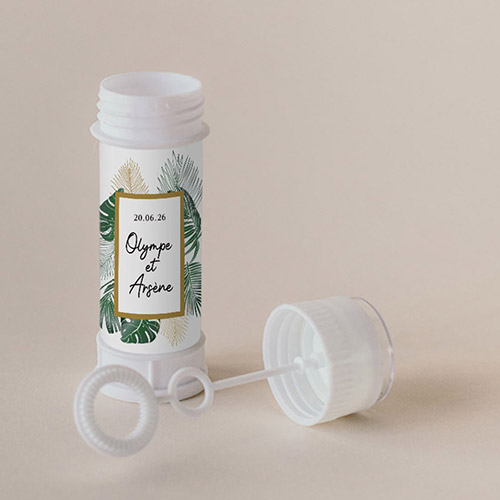 Tube à bulle de mariage Cadre tropical à personnaliser
